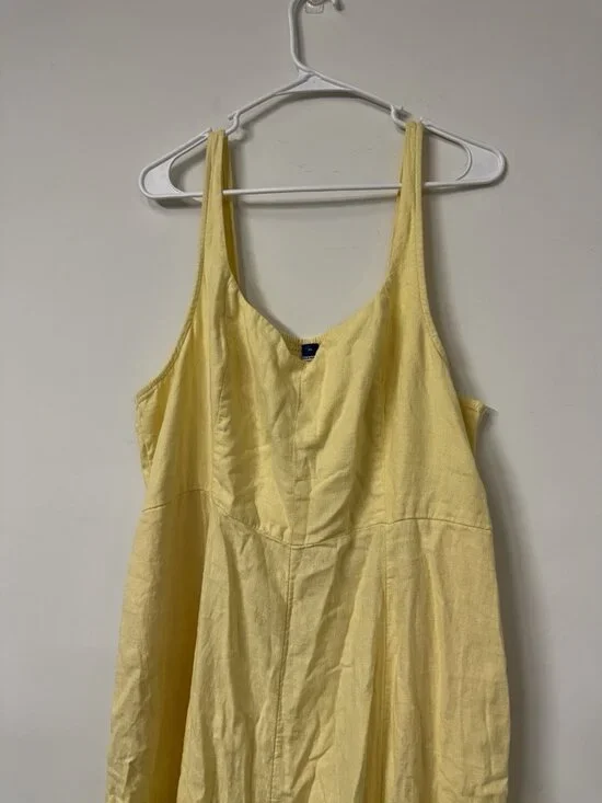 Old Navy XL Linen Blend Smocked Midi Dress Butter Yellow Resort Beachy Vacation - Picture 3 of 9
